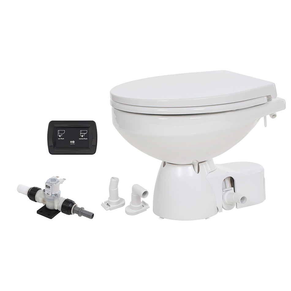 Toilettes à eau douce Jabsco Quiet Flush E2 à cuvette standard - Couvercle à fermeture douce 12 V [38045-4192RSP]