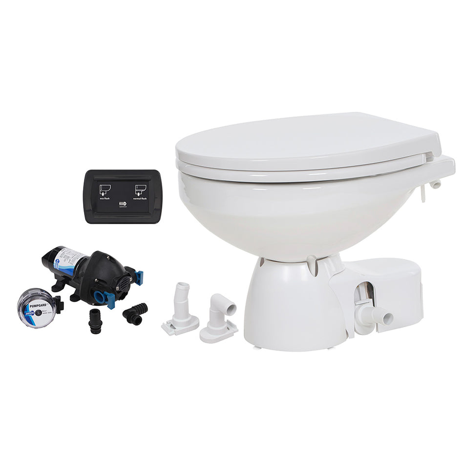 Toilettes à eau brute Jabsco Quiet Flush E2, cuvette standard - Couvercle à fermeture douce 12 V [38245-4192RSP]