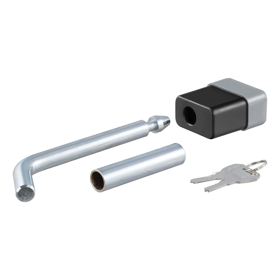 Verrou d'attelage CURT 1/2" avec adaptateur 5/8" - Récepteur 1-1/4" ou 2" - Pêne dormant - Chrome [23024]