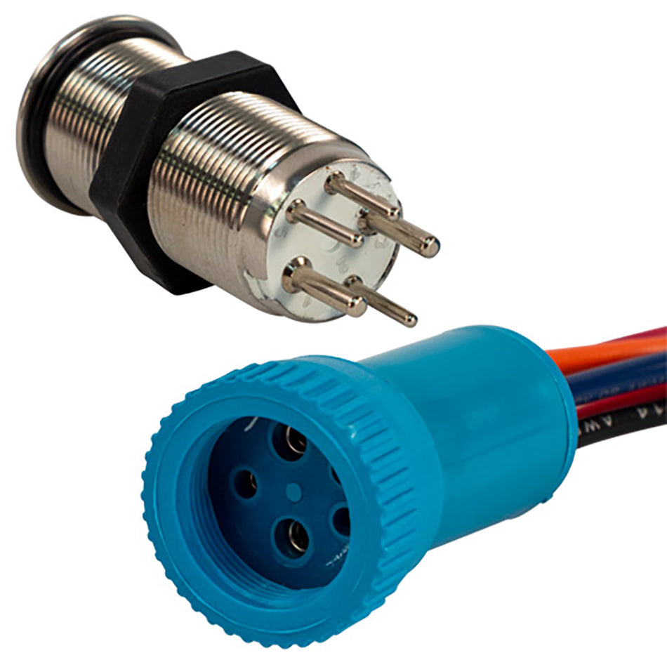 Interrupteur à bouton-poussoir Bluewater 19 mm - Marche/Arrêt/Marche - LED bleue/verte/rouge - Câble de 4 pi [9057-3114-4]