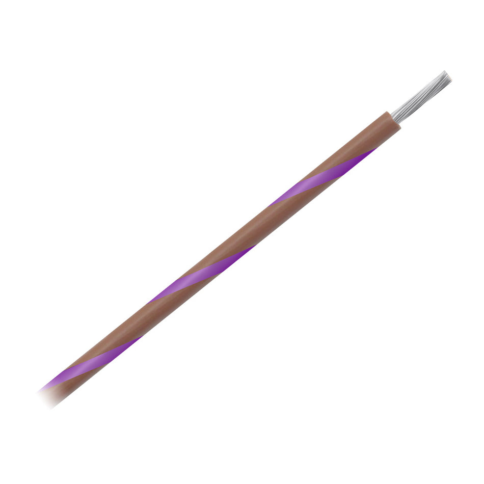 Bobine de fil marin rayé calibre 14 AWG Pacer, 500 pi - Marron avec rayures violettes [WUL14BR-7-500]