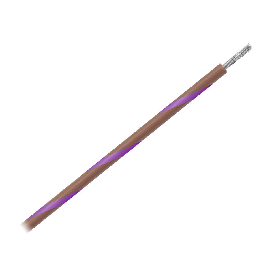 Bobine de fil marin rayé calibre 16 AWG Pacer, 500 pi - Marron avec rayures violettes [WUL16BR-7-500]