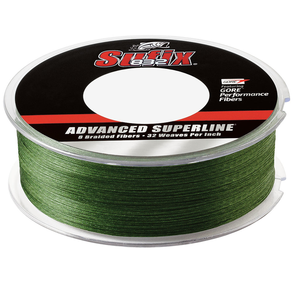 Tresse Sufix 832 - 50 lb - Vert basse visibilité - 600 verges [660-250 g]