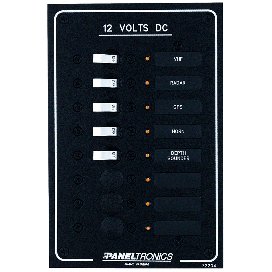 Panneau de disjoncteurs CC standard Paneltronics à 8 positions avec LED [9972204B]