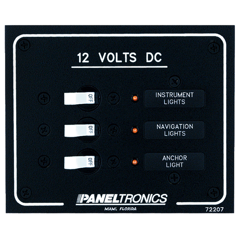 Panneau de disjoncteurs CC standard à 3 positions Paneltronics avec LED [9972207B]