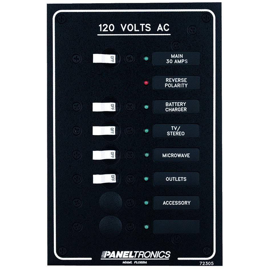 Panneau de disjoncteurs CA standard à 6 positions Paneltronics et alimentation principale avec LED [9972305B]