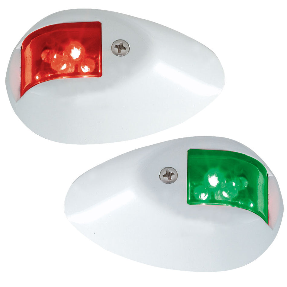 Feux latéraux à LED Perko - Rouge/Vert - 12 V - Boîtier avec revêtement époxy blanc [0602DP1WHT]