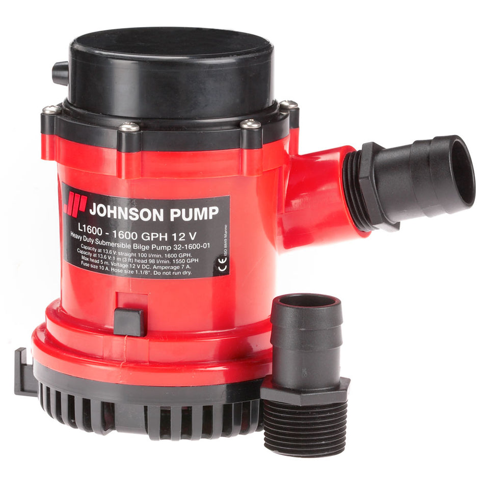 Pompe de cale Johnson Pump 1600 GPH, tuyau 1-1/8 po, 12 V [16004-00]