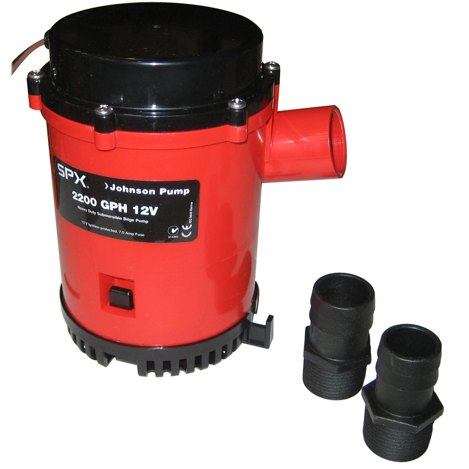 Pompe de cale Johnson Pump 2200 GPH, tuyau 1-1/8", port fileté 12 V [22004]