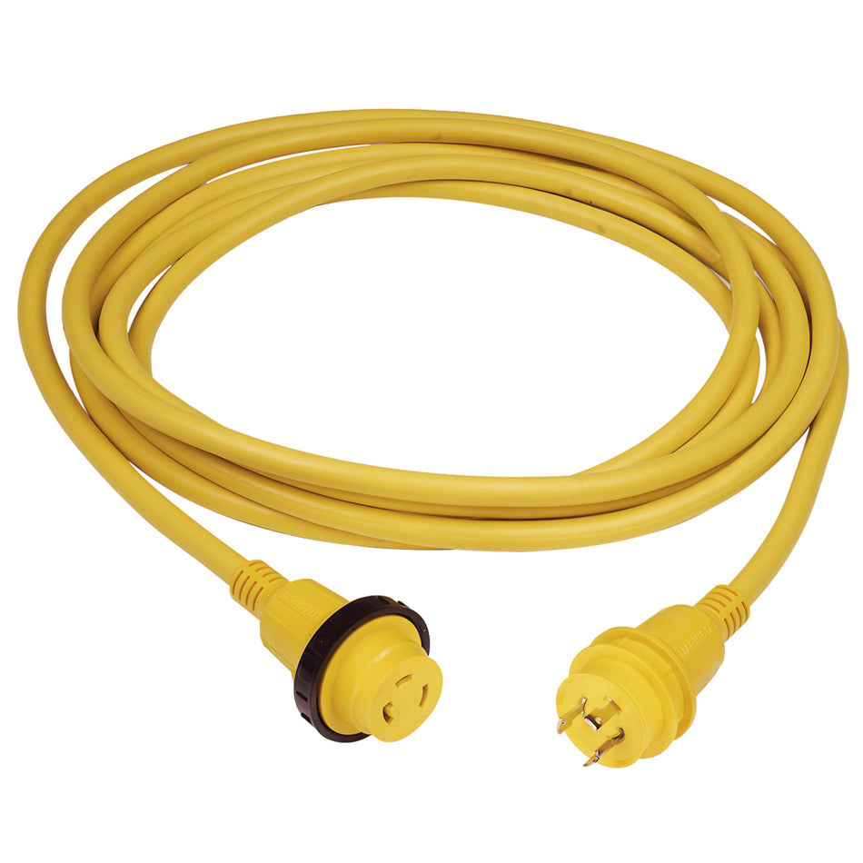 Cordon d'alimentation moulé Marinco 30 A 25 pi - 125 V - Jaune [199117]