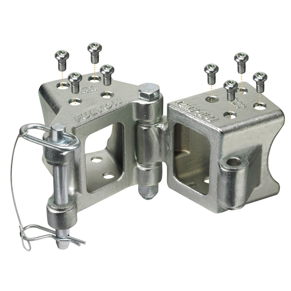 Ensemble de charnières boulonnées pliables Fulton pour poutre de remorque de 3 po x 3 po, capacité de charge de 5 000 lb, pivot de 48 po, finition zinc Z-Max 600 [HDPB330101]