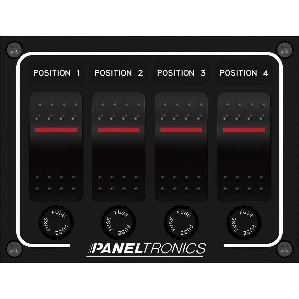 Panneau étanche Paneltronics - Interrupteur à bascule lumineux à 4 positions CC et fusible [9960011B]