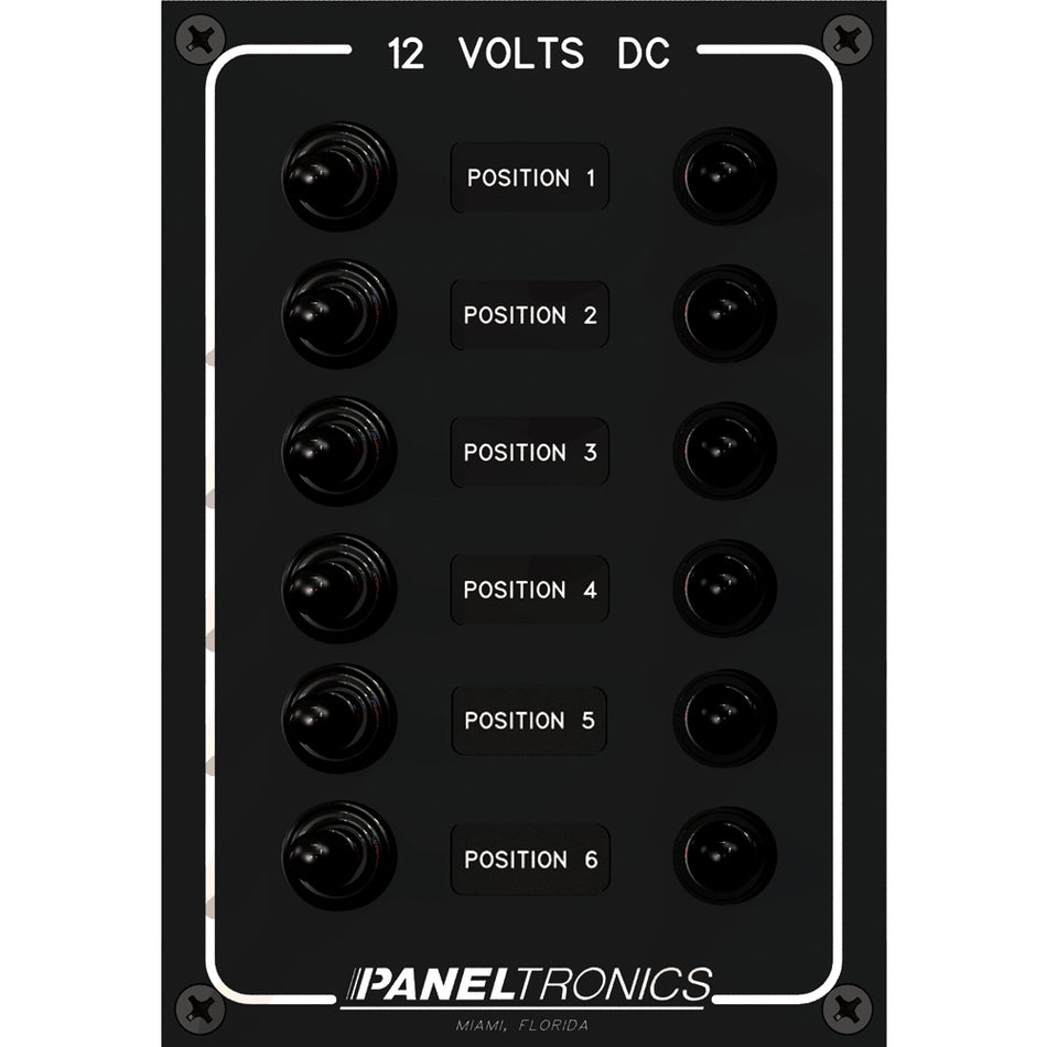 Panneau étanche Paneltronics - Interrupteur à bascule et disjoncteur CC à 6 positions [9960016B]