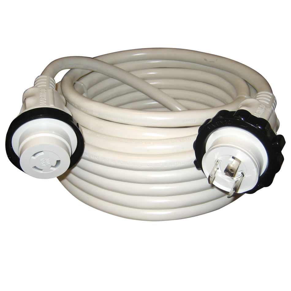 Cordon d'alimentation moulé standard Marinco 30 A 125 V - Blanc - 50 pi [199120]