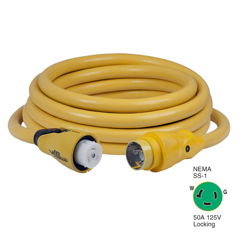 Cordon d'alimentation à quai Marinco CS503-25 EEL 50 A 125 V - 25 pi - Jaune [CS503-25]