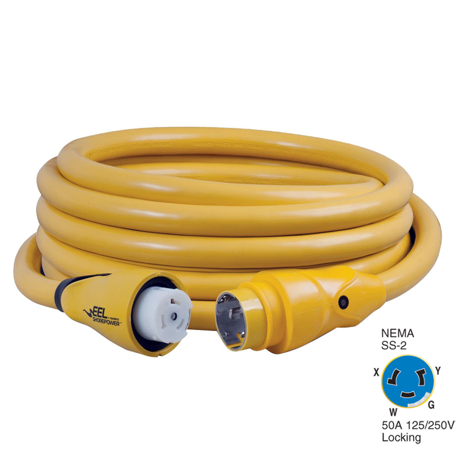 Cordon d'alimentation à quai Marinco CS504-25 EEL 50 A 125 V/250 V - 25 pi - Jaune [CS504-25]