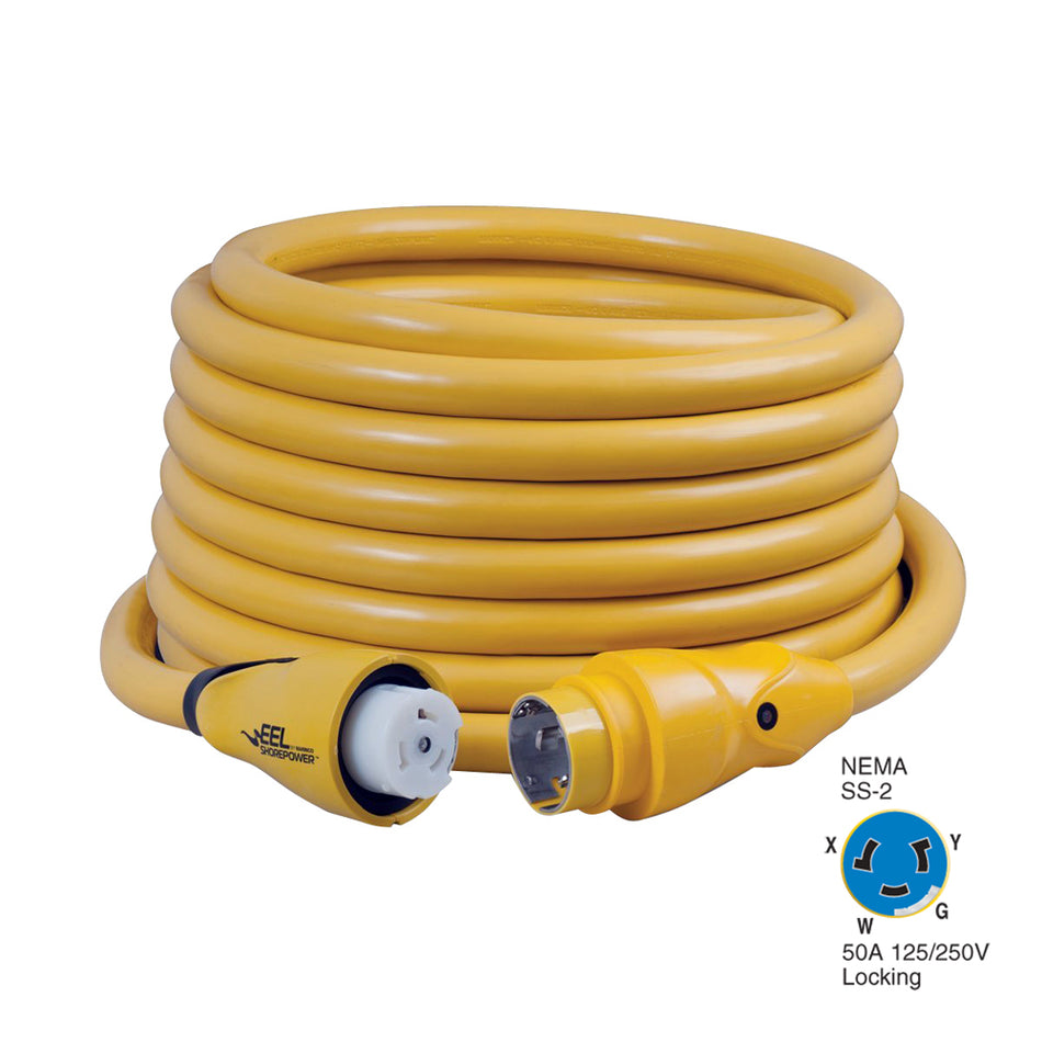 Cordon d'alimentation à quai Marinco CS504-50 EEL 50 A 125 V/250 V - 50 pi - Jaune [CS504-50]