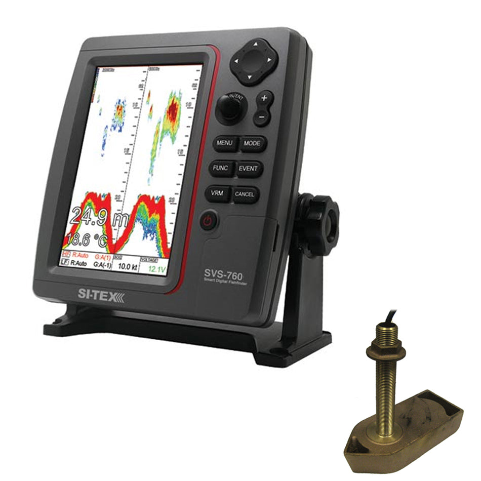 Kit sondeur double fréquence SI-TEX SVS-760 600 W avec transducteur de température traversant en bronze - 307/50/200T-CX [SVS-760TH1]