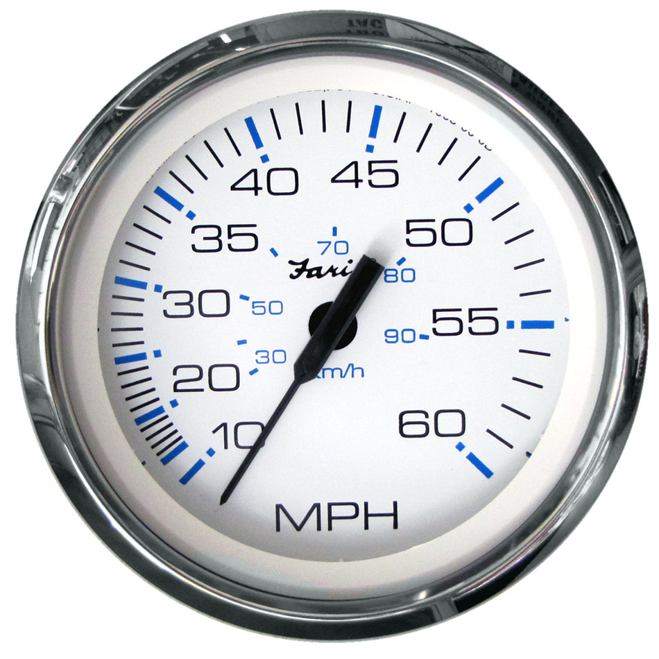 Compteur de vitesse Faria Chesapeake White SS 4" - 60 MPH (Pitot) [33811]