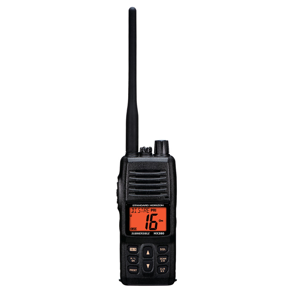 Radio VHF portable IPX-7 submersible de qualité commerciale Standard Horizon HX380 5 W avec canaux LMR [HX380]