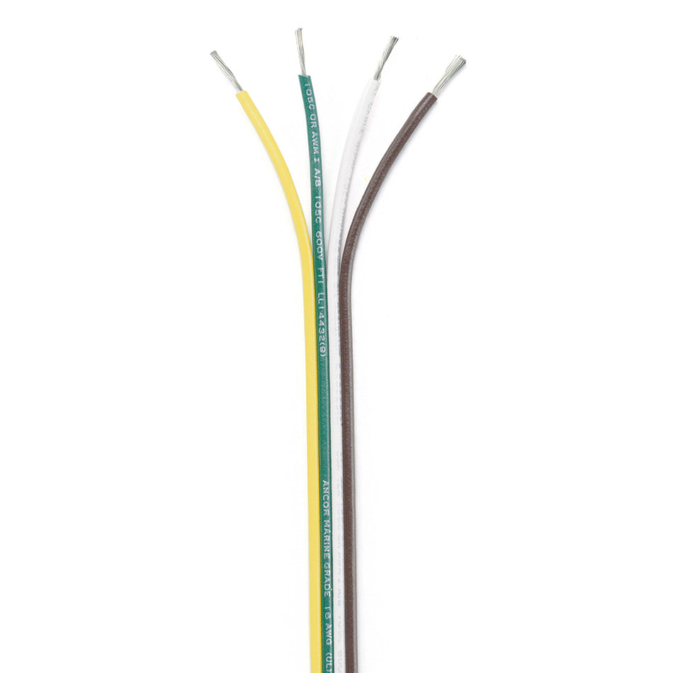 Câble plat Ancor en ruban - 16/4 AWG - Marron/vert/blanc/jaune - 100 pi [154510]