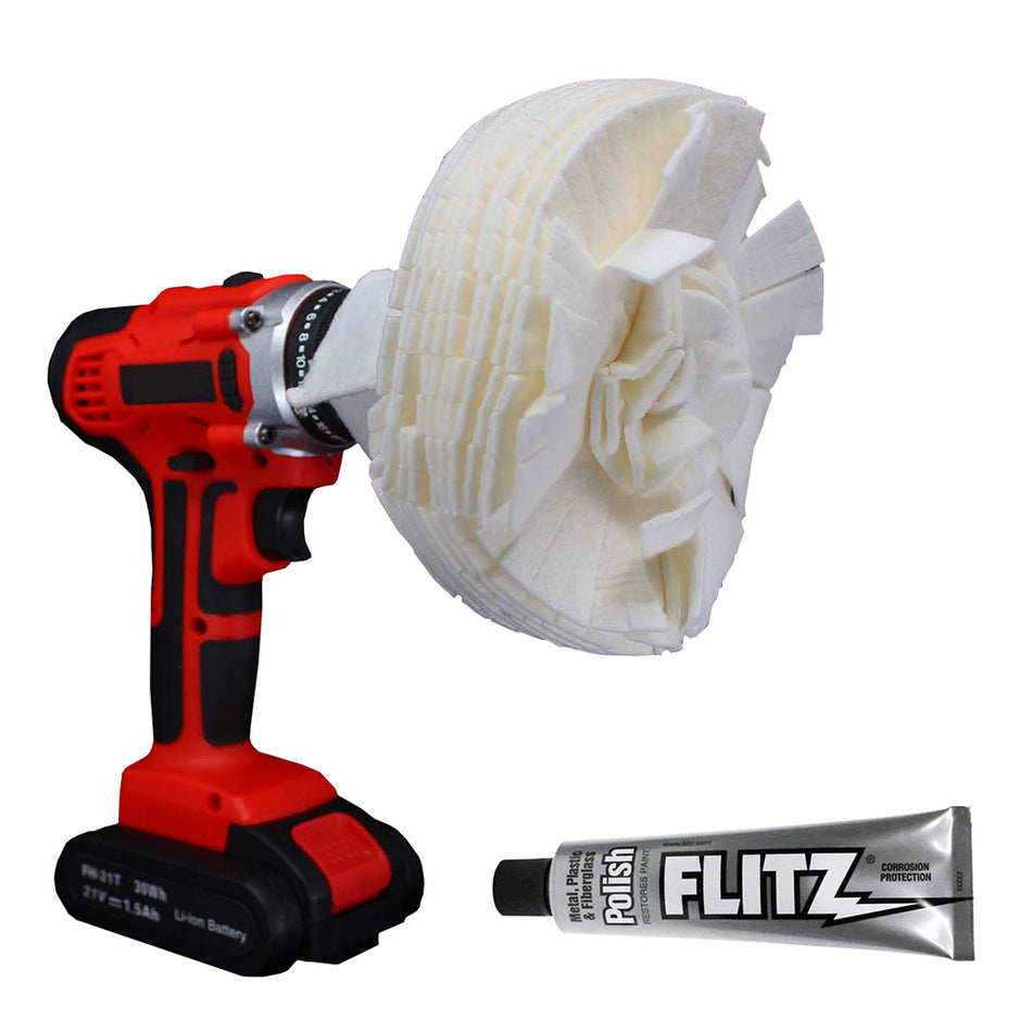 Flitz Buff Ball - Extra Large 7" - Blanc avec tube de 1,76 oz Flitz Polish [WB 201-50]