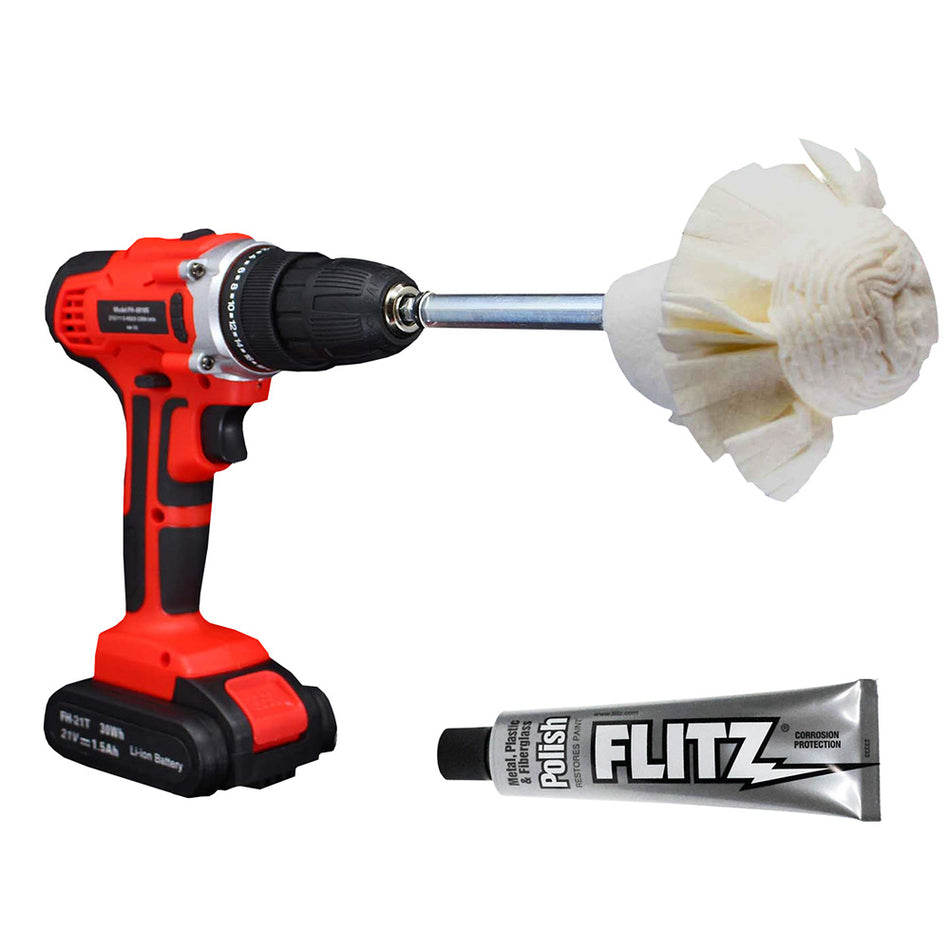 Flitz Buff Ball - Super Mini 2" - Blanc avec tube de 1,76 oz de produit de polissage Flitz [SM 10250-50]