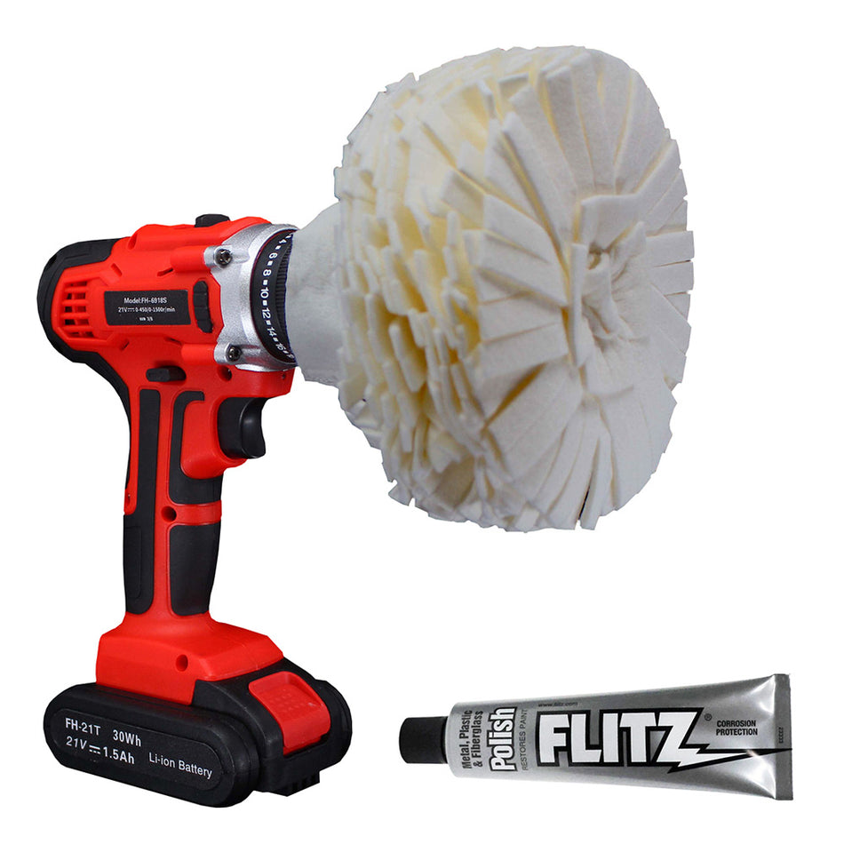 Boule de polissage Flitz - Grande 5" - Blanc avec tube de 1,76 oz de produit de polissage Flitz [PB 101-50]