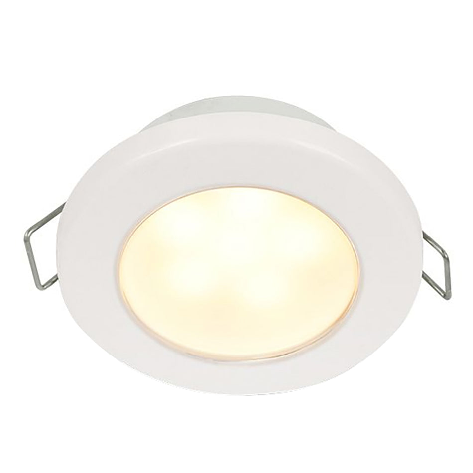 Feu rond à ressort Hella Marine EuroLED 75 3" - LED blanc chaud - Bordure en plastique blanc - 12 V [958109511]