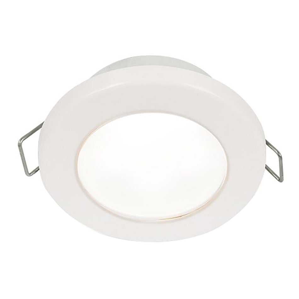 Feu rond à ressort Hella Marine EuroLED 75 3" - LED blanche - Bordure en plastique blanc - 12 V [958110511]