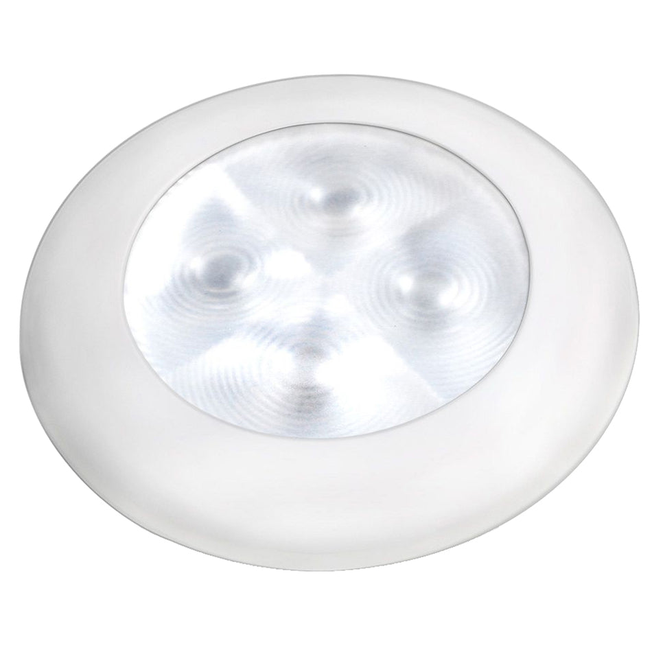 Lampe de courtoisie ronde à LED Slim Line « Enhanced Brightness » de Hella Marine - LED blanche - Cadre en plastique blanc - 12 V [980500541]