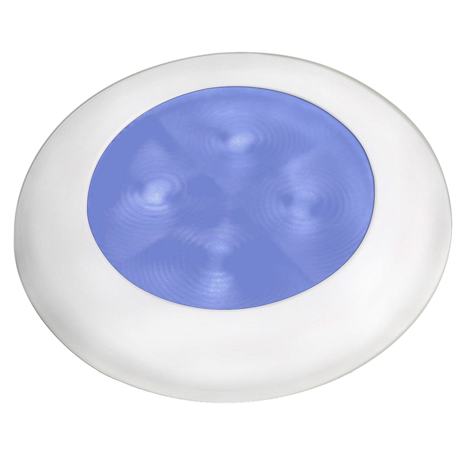 Lampe de courtoisie ronde à LED Slim Line « Enhanced Brightness » de Hella Marine - LED bleue - Cadre en plastique blanc - 12 V [980502241]