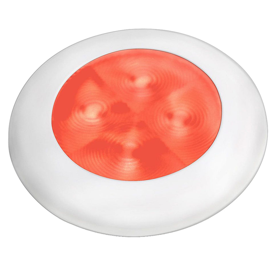 Lampe de courtoisie ronde à LED Slim Line « Enhanced Brightness » de Hella Marine - LED rouge - Cadre en plastique blanc - 12 V [980507241]