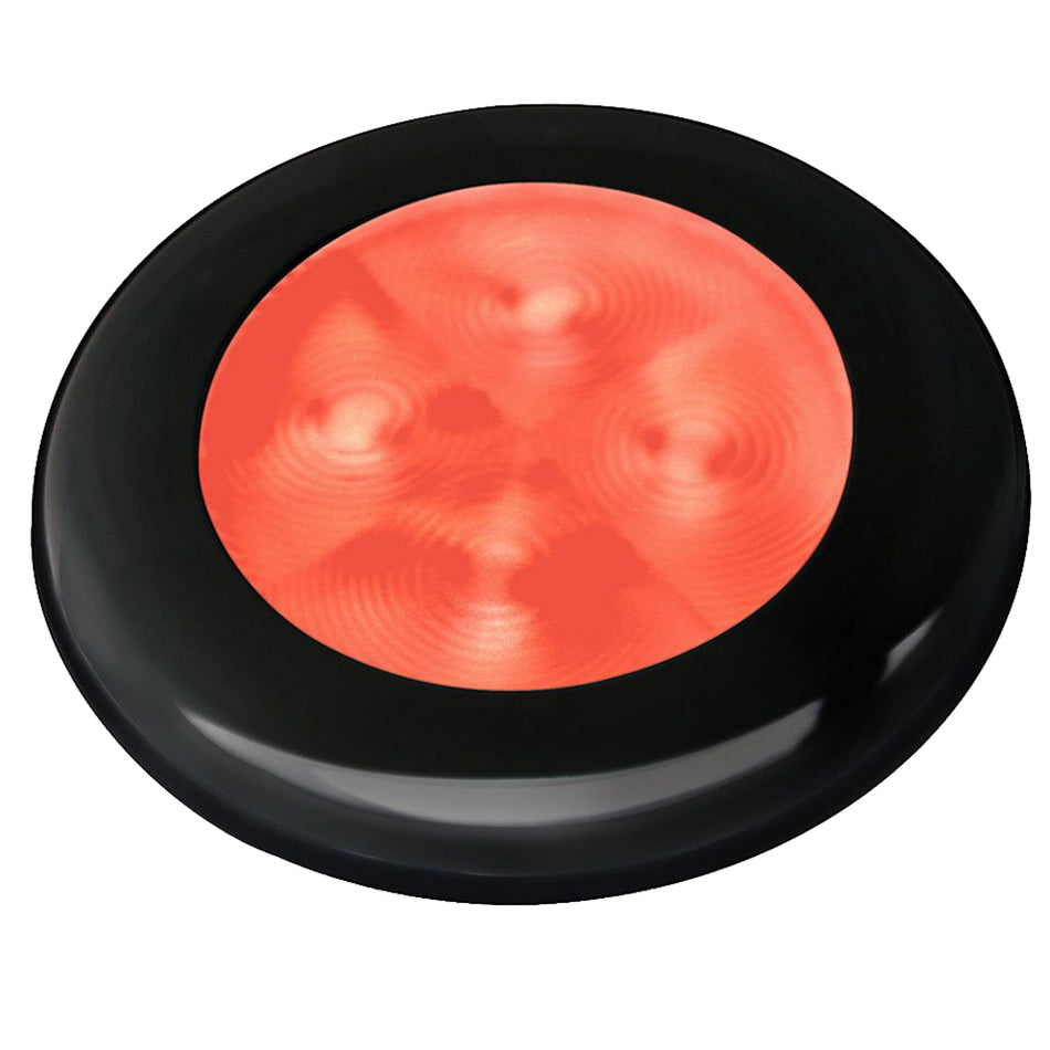 Lampe de courtoisie ronde à LED Slim Line « Enhanced Brightness » de Hella Marine - LED rouge - Cadre en plastique noir - 12 V [980507251]