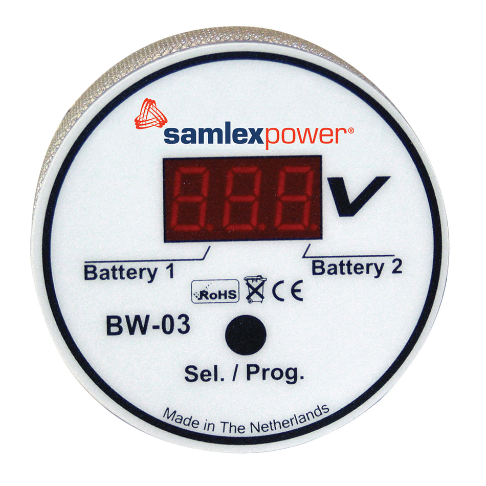 Moniteur de batterie double Samlex - 12 V ou 24 V - Détection automatique [BW-03]