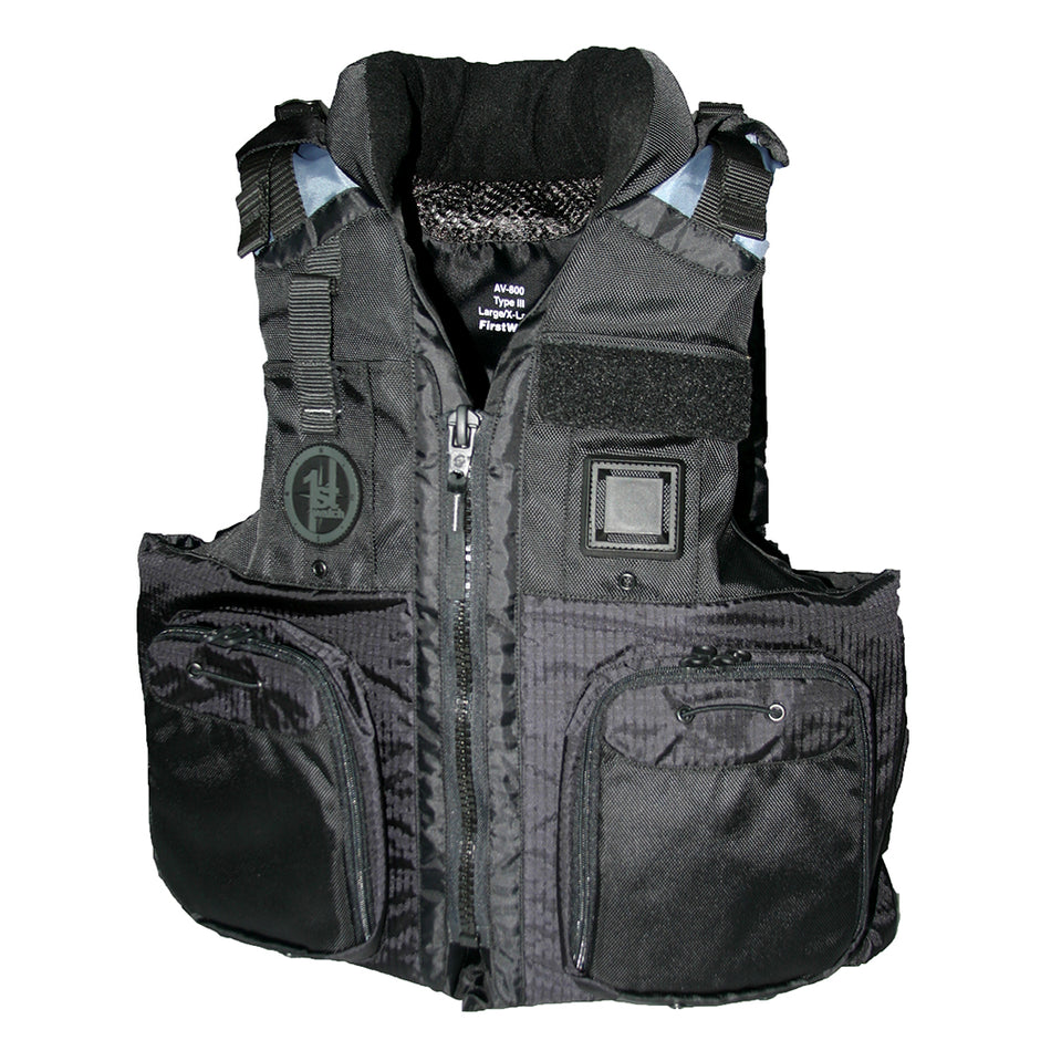 Gilet de flottaison à quatre poches First Watch AV-800 - Noir - Petit à moyen [AV-800-BK-S/M]