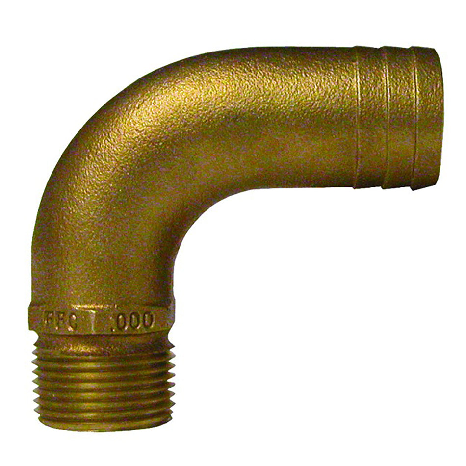 Raccord de tuyau coudé à 90 degrés en bronze GROCO 3/4" NPT x 1" ID [FFC-750]