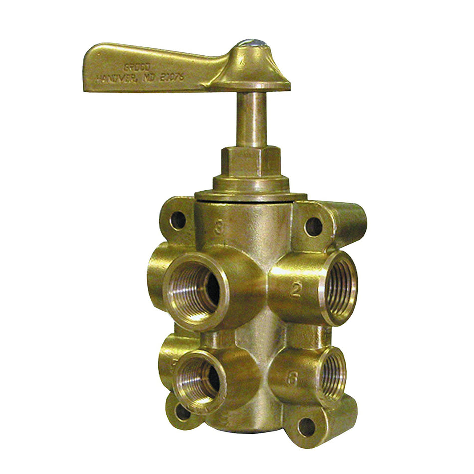 Vanne de carburant en bronze GROCO 6 ports NPT 1/2" principale - 3/8" retour [FV-65038]