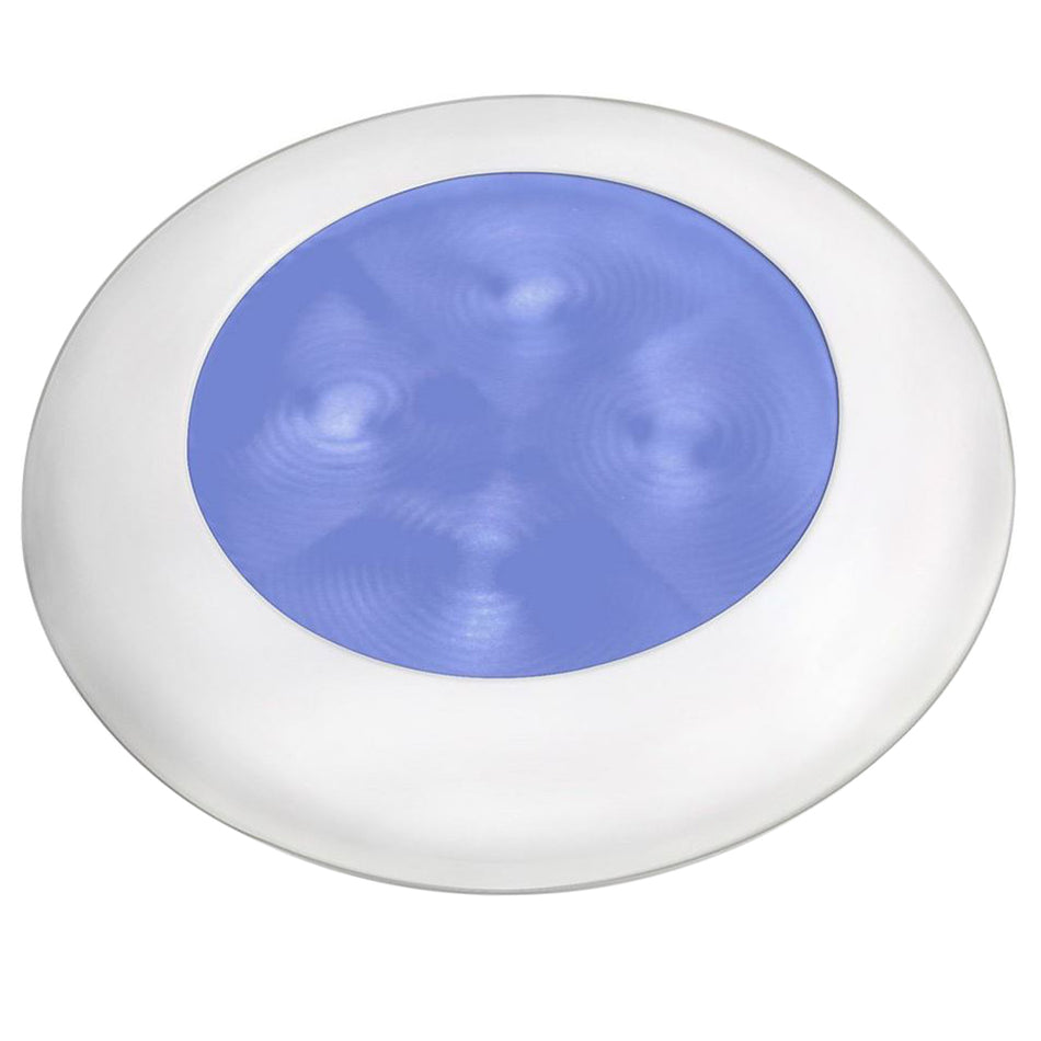 Lampe de courtoisie ronde à LED bleue Hella Marine - Cadre blanc - 24 V [980503241]