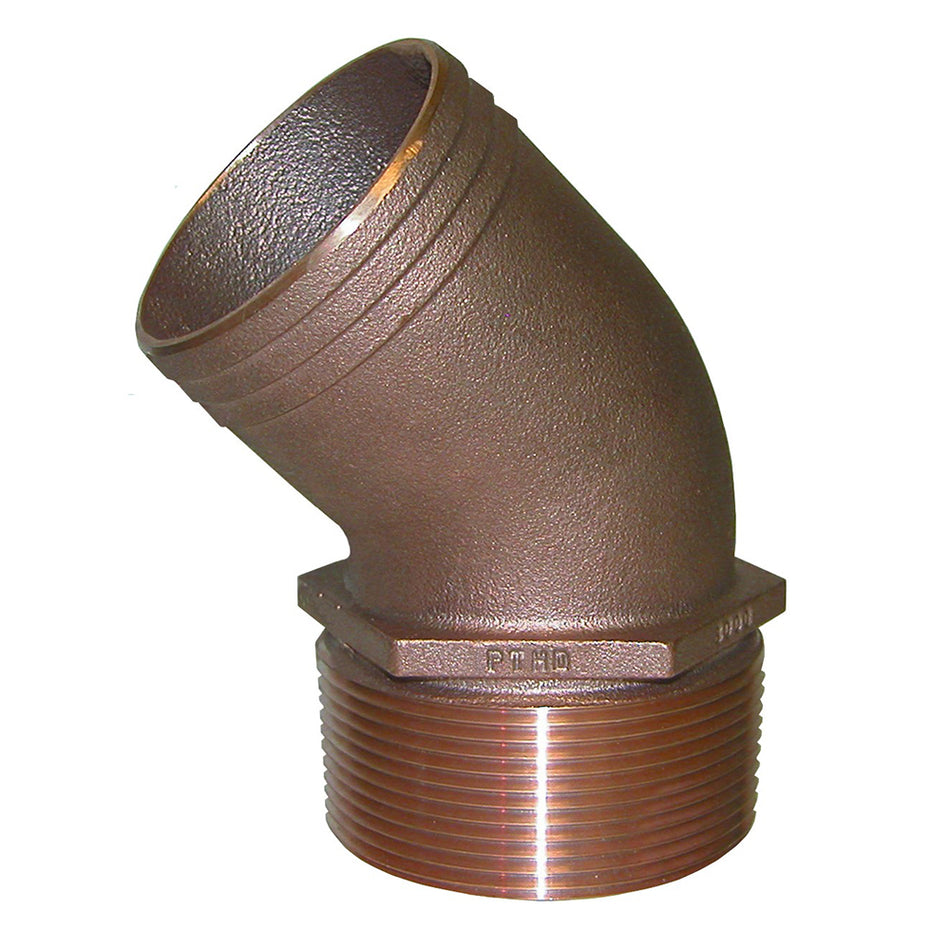 Tuyau en bronze GROCO 3/4" NPT à 45 degrés vers flexible 3/4" [PTHD-750]