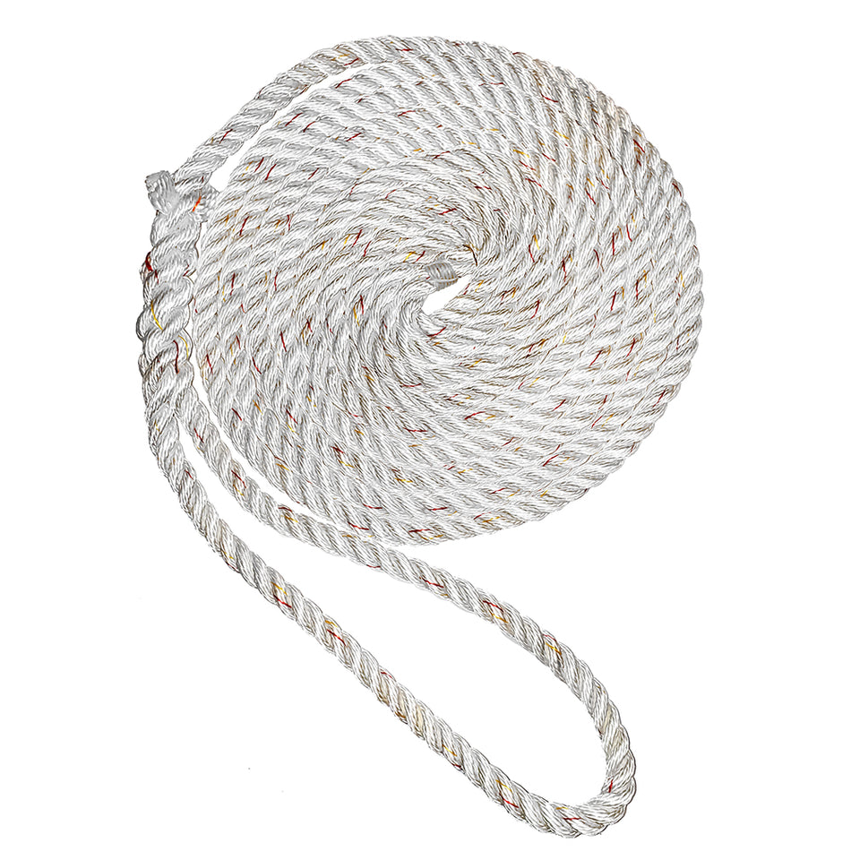 Corde d'amarrage à 3 brins de qualité supérieure New England Ropes 3/8" - Blanc avec traceur - 15 [C6050-12-00015]