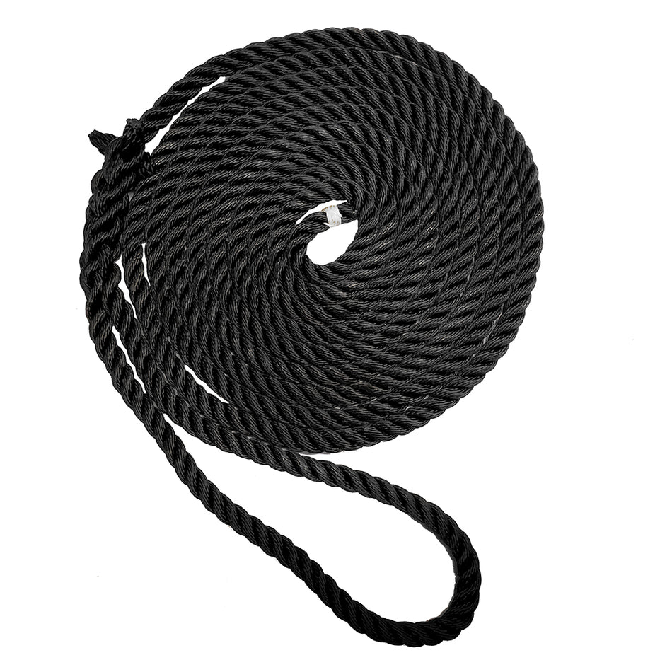 Corde d'amarrage à 3 brins de qualité supérieure New England Ropes 1/2" - Noir - 15 [C6054-16-00015]