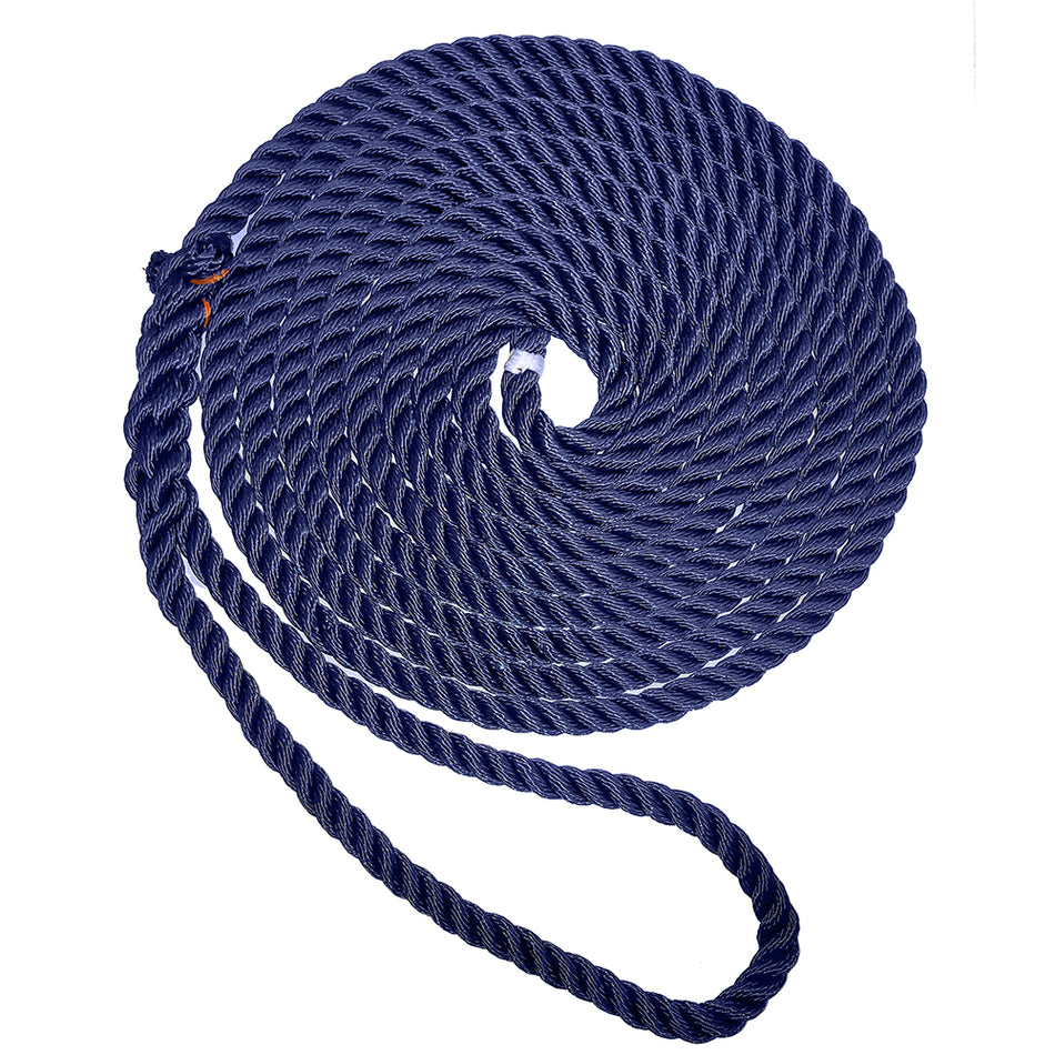 Corde d'amarrage à 3 brins de qualité supérieure New England Ropes 1/2" - Bleu marine - 25 [C6053-16-00025]