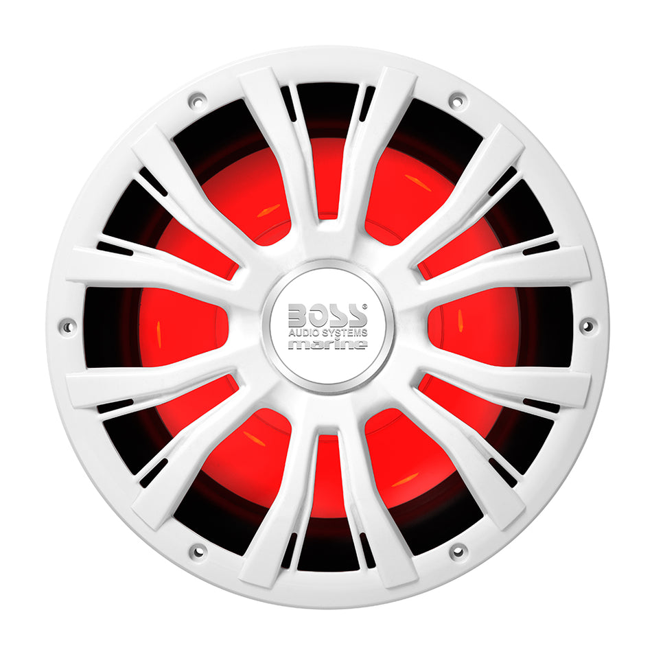 Caisson de basses Boss Audio 10" MRG10W avec éclairage RVB - Blanc - 800 W [MRGB10W]