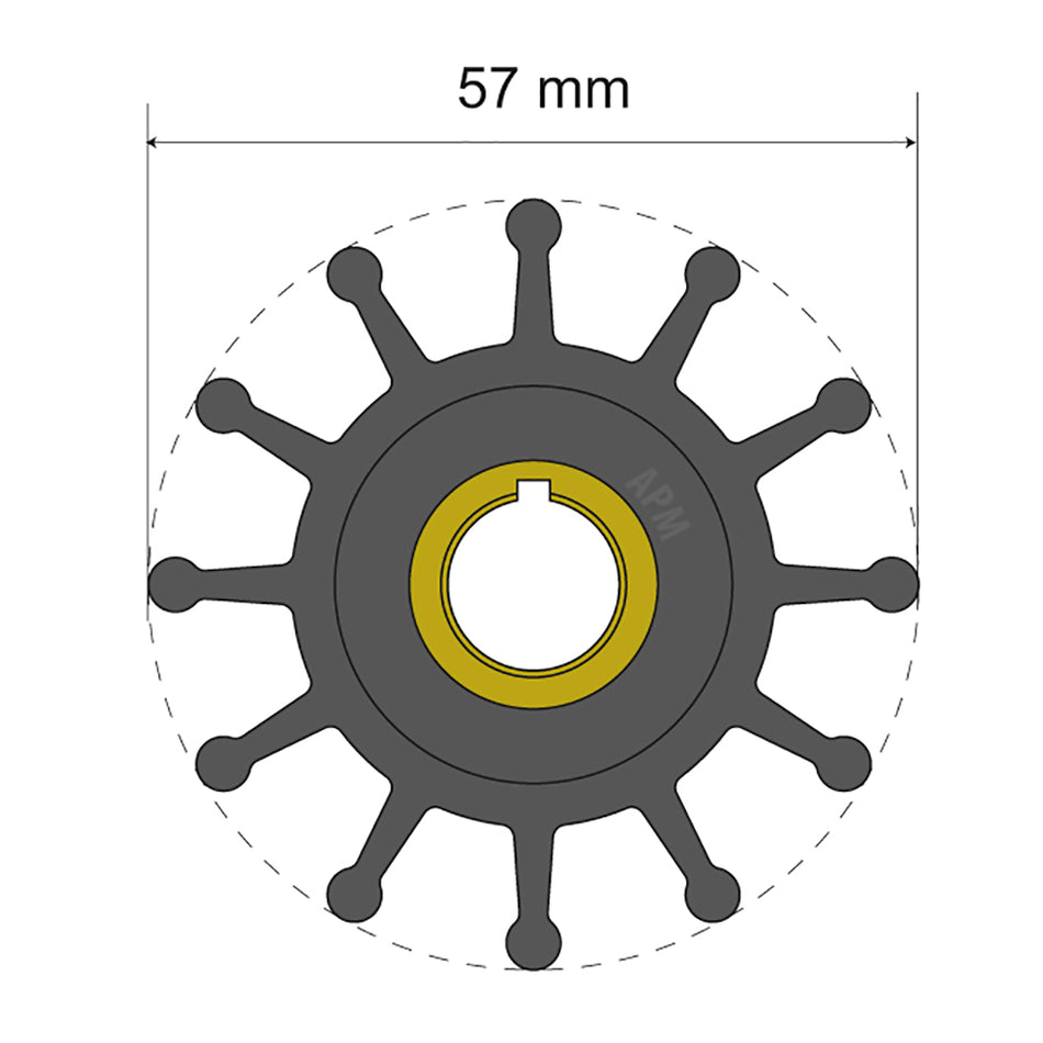 Kit de turbine Premium Albin Group 57 x 12,7 x 20 mm - 12 pales - Insert de clé [06-01-013]