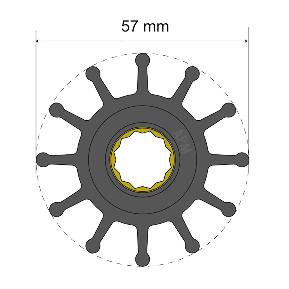 Kit de turbine Premium Albin Group 57 x 16 x 48,2 mm - 12 pales - Insert cannelé [06-01-014]