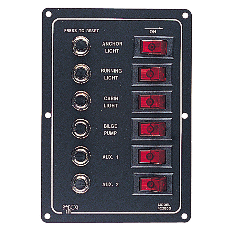 Panneau de disjoncteurs en aluminium Sea-Dog - 6 circuits [422800-1]