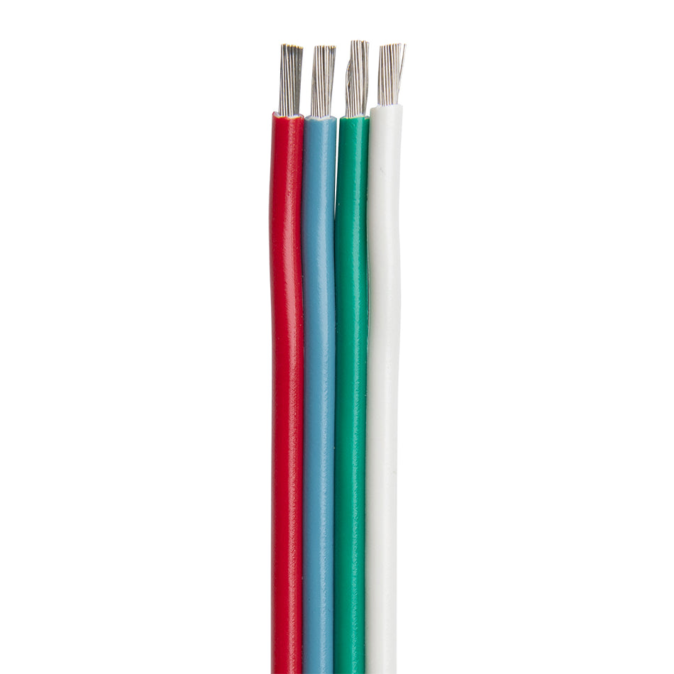 Câble plat RGB collé Ancor 18/4 AWG - Rouge, bleu clair, vert blanc - 100 [160010]