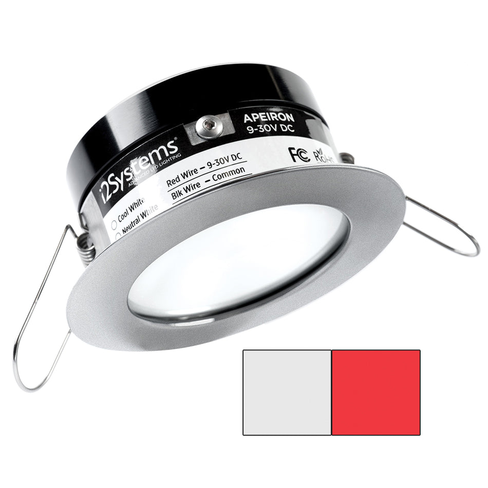 i2Systems Apeiron PRO A503 - Lampe à ressort 3 W - Ronde - Blanc froid rouge - Finition nickel brossé [A503-41AAG-H]