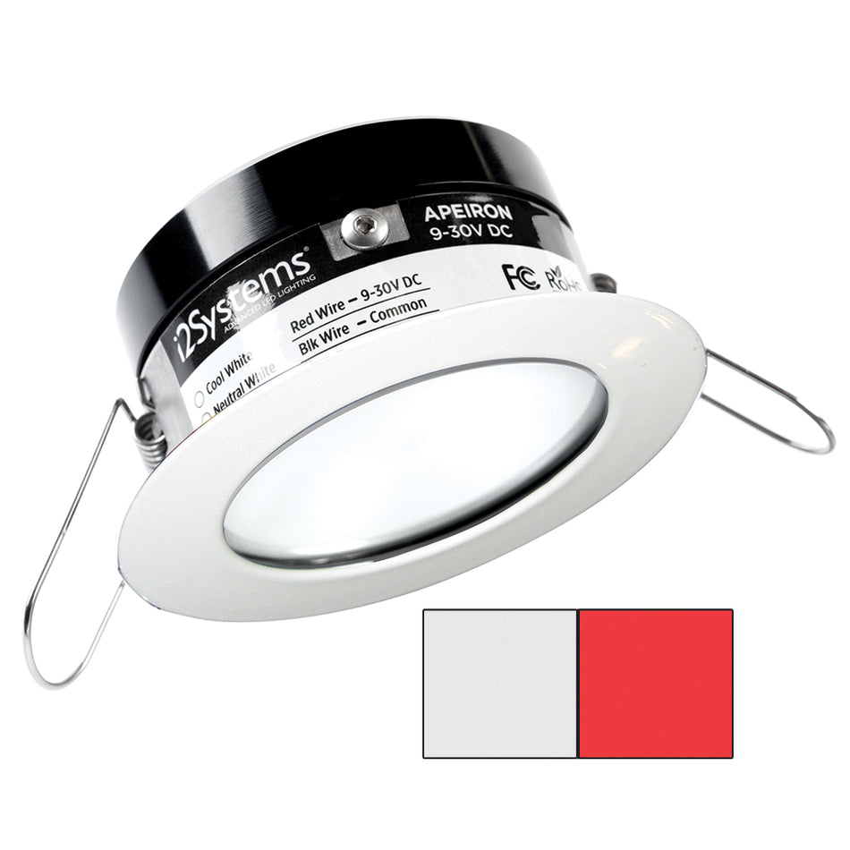 i2Systems Apeiron PRO A503 - Lampe à ressort 3 W - Ronde - Blanc froid rouge - Finition blanche [A503-31AAG-H]